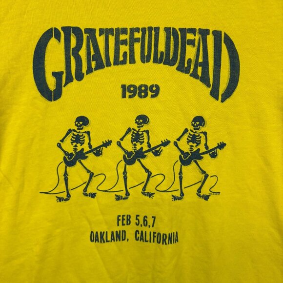 Grateful Dead 1989 Oakland Rock Yellow T-Shirt Size Medium - Picture 2 of 4